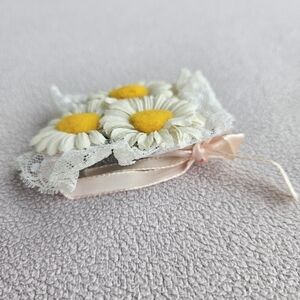 Doll Headband Floral Hat Head Covering White Lace Daisy Flower 3 1/4in Spring